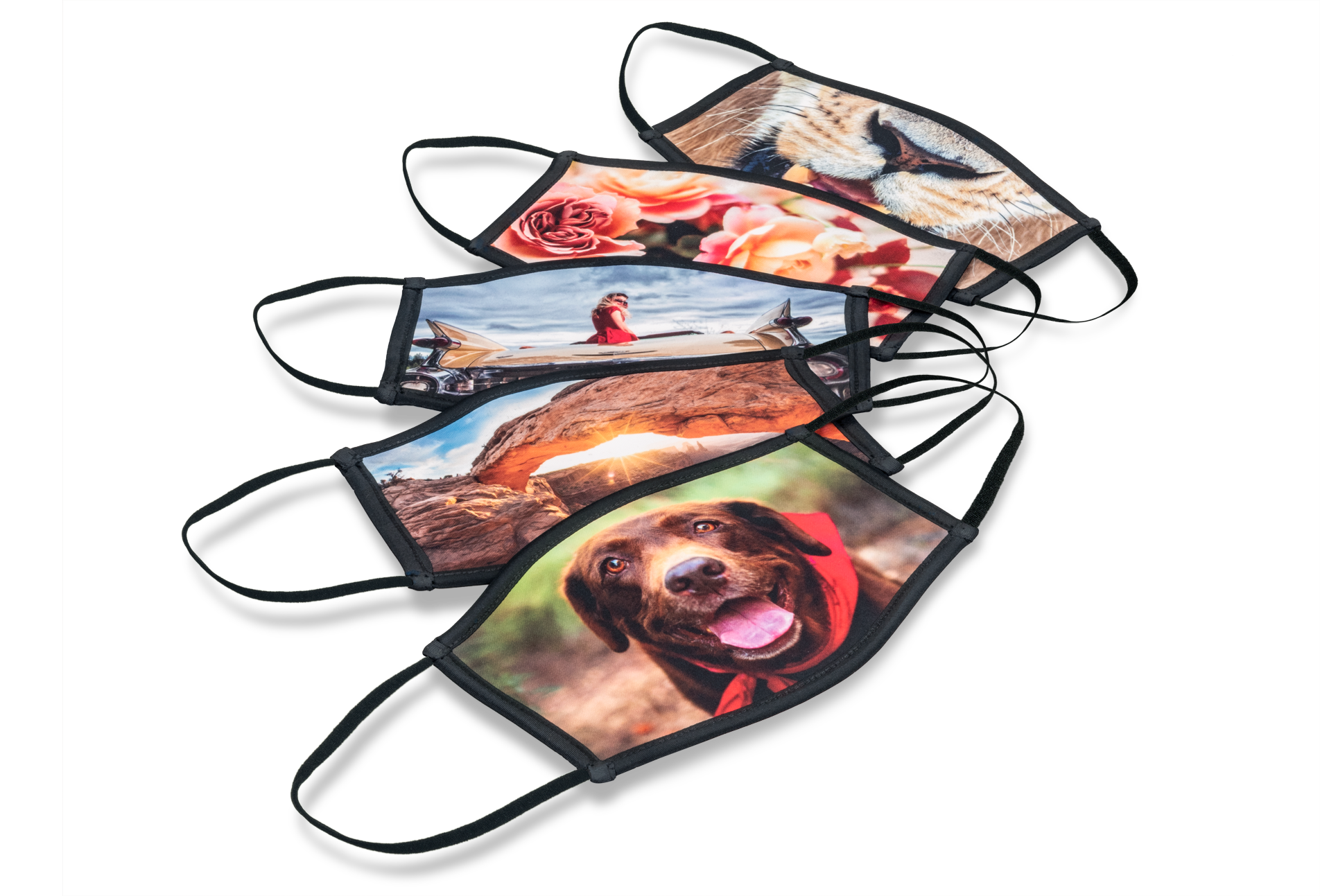 Custom Printed Face Masks are available in large and small sizes