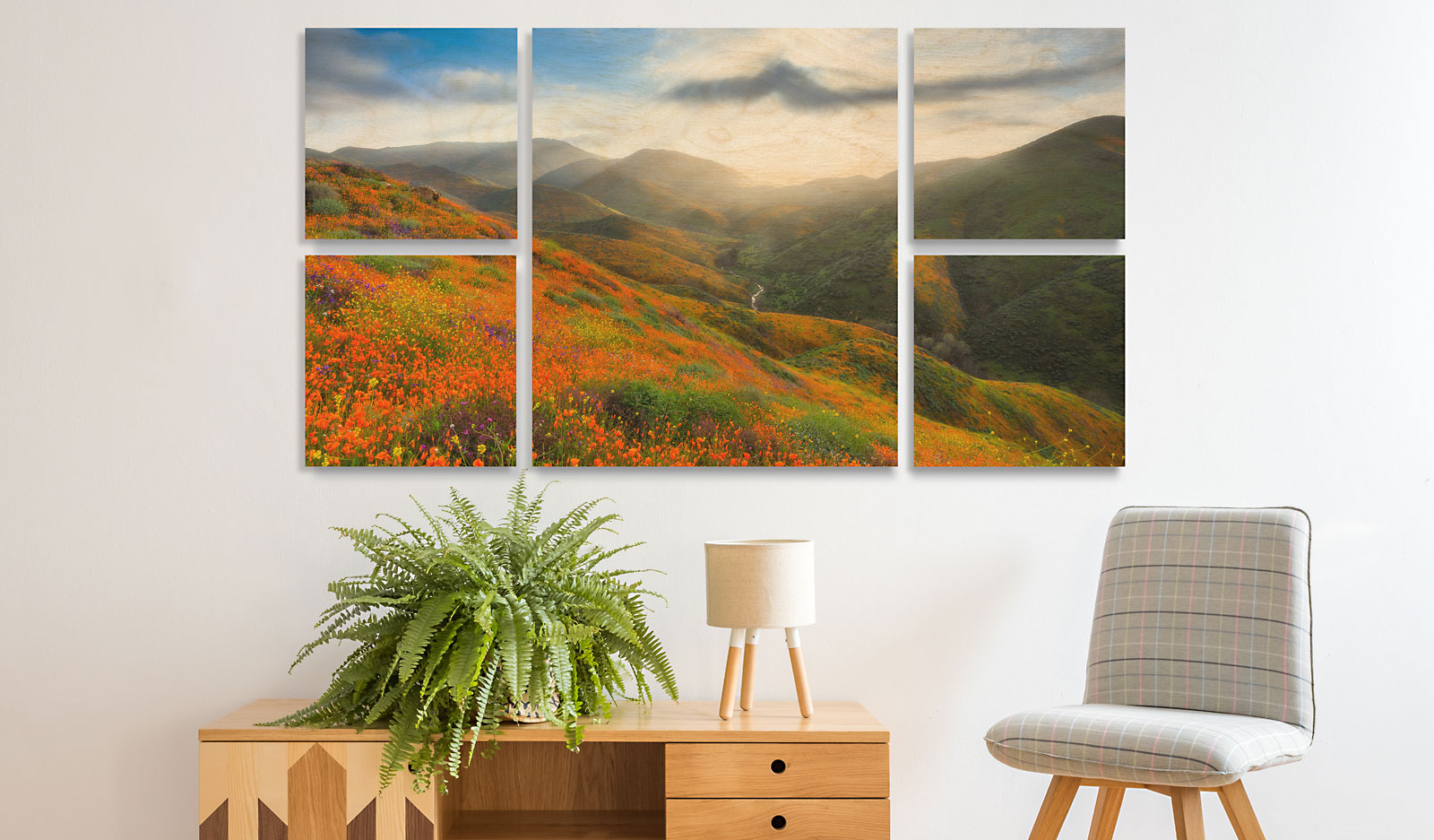 Wall Clusters & Splits - Wall Displays Featuring Your Images on Maple Wood Prints