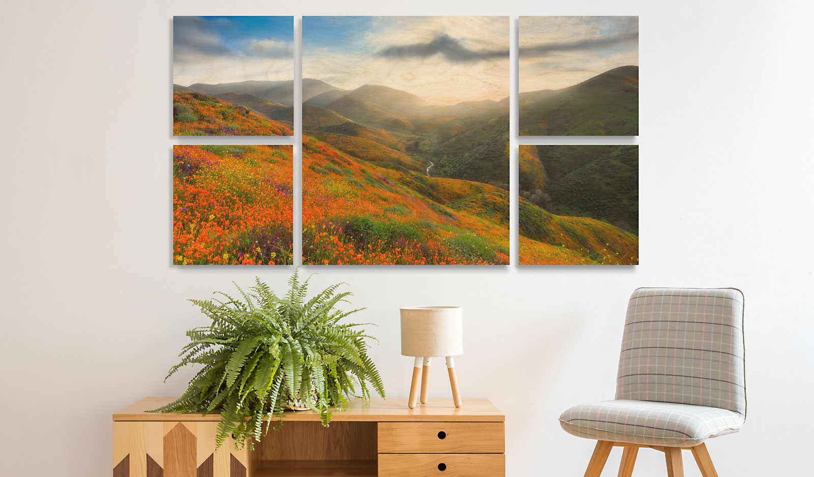 Wall Clusters & Splits - Wall Displays Featuring Your Images on Maple Wood Prints